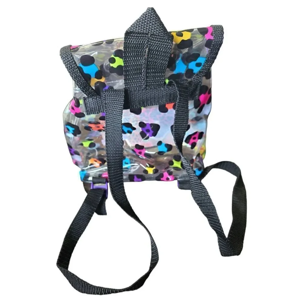 Lisa Frank Multicolor Neon Leopard Clear Backpack Purse